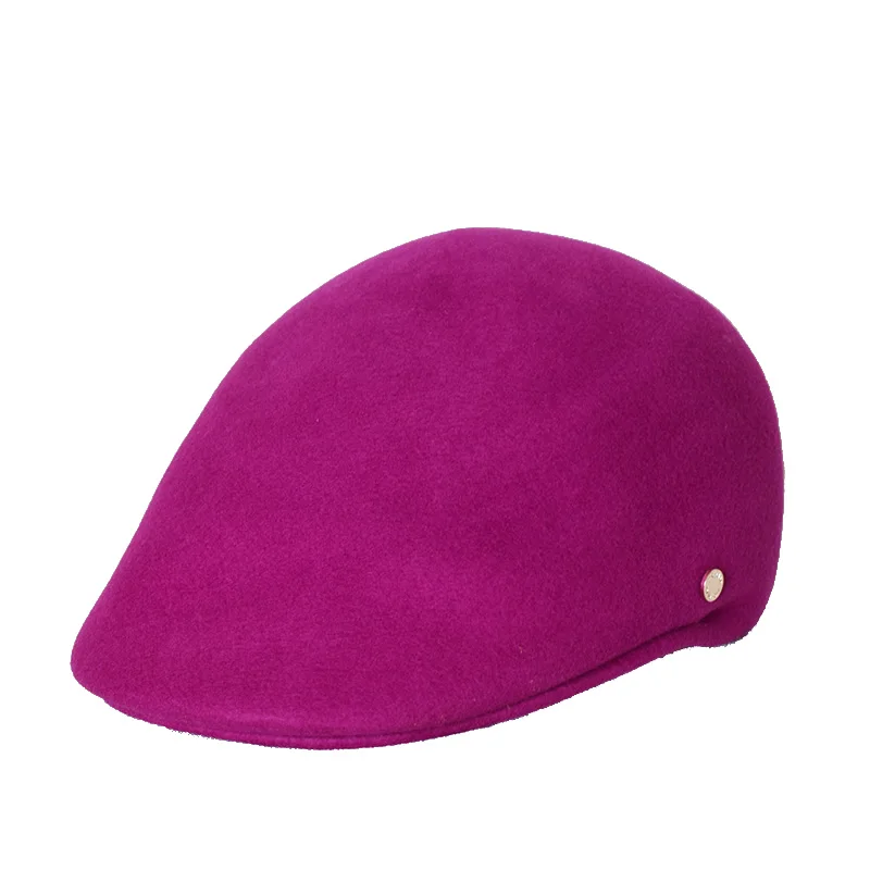 Зимние однотонные желтые шерстяные шляпы PWFR036 с козырьком для женщин