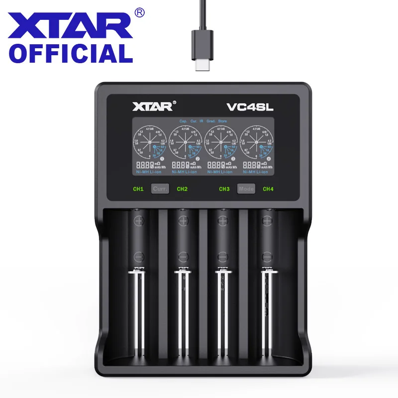 Зарядное устройство XTAR VC4SL QC3.0, быстрое зарядное устройство USB Type-C, быстрая зарядка аккумуляторов AAA AA, зарядное устройство 21700 Liion 18650 VC4S L
