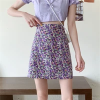 m 3xl summer floral mini skirt women high waist chiffon skirts female bohemia sweet girl short skirts korean ins fashion falda
