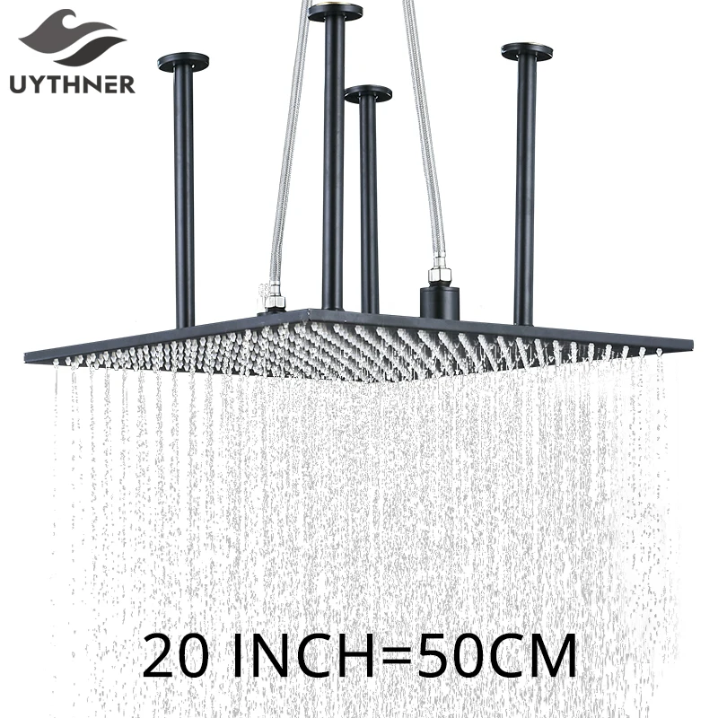 Насадка для душа с дождевой насадкой 20 дюймов матовый черный большой верхний душ