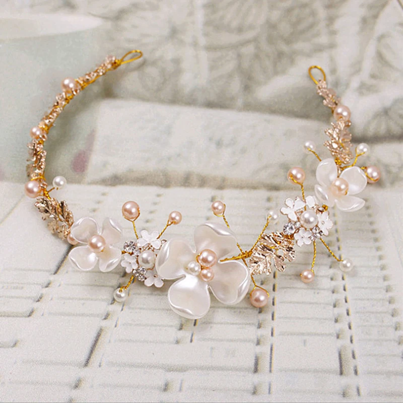 

Свадебный цветок искусственный жемчуг стразы свадебный ободок заколка для волос Тиара аксессуары