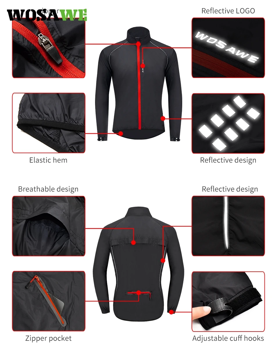 Мужская велосипедная куртка WOSAWE водоотталкивающая ветровка для горных