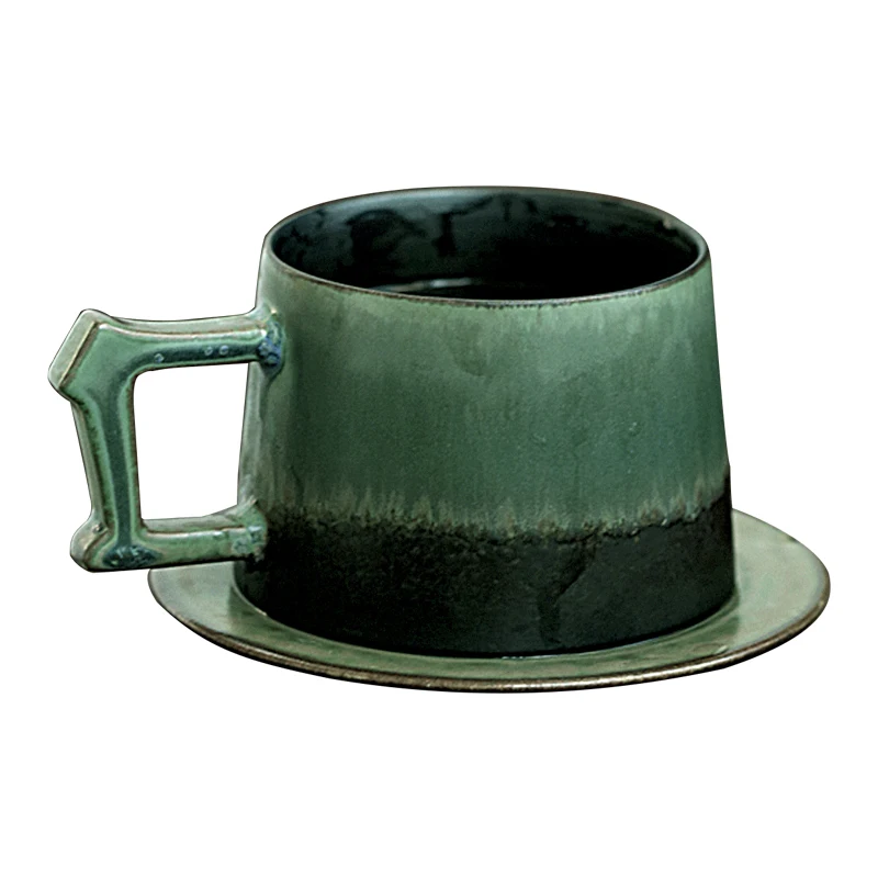 

Porcelain 8CM Green Coarse Pottery Tea Cup Teaware set Chinese Retro Style Home Decor Mug