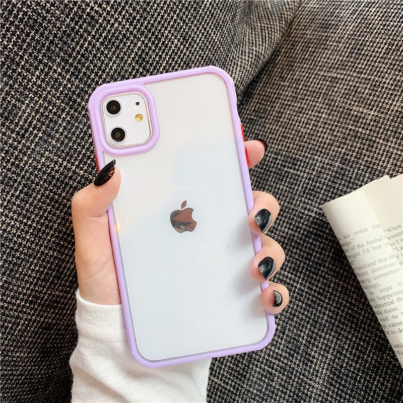 Яркий Матовый Бампер, прозрачный чехол для iphone 11 Pro Max XR Xs X+ 7 8 Plus, мягкая рамка, Твердый акриловый чехол