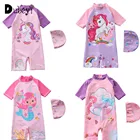 Купальный костюм для маленьких девочек, 1 шт., купальник для малышей, детская одежда для плавания, колготки, купальник для маленьких девочек с единорогом, Цельный купальник для девочек