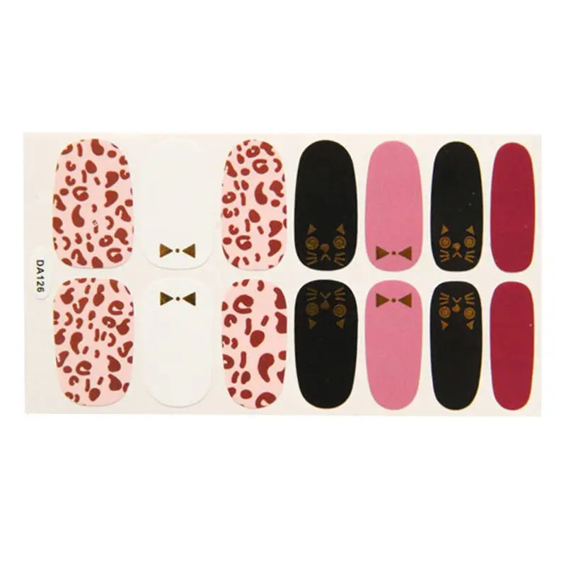 14 стикеров/листов винтажный леопард полный дизайн ногтей наклейки Обертывания