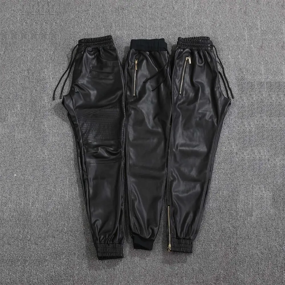 Idopy мужские осенние брюки-шаровары из искусственной кожи для бега мотоциклетные