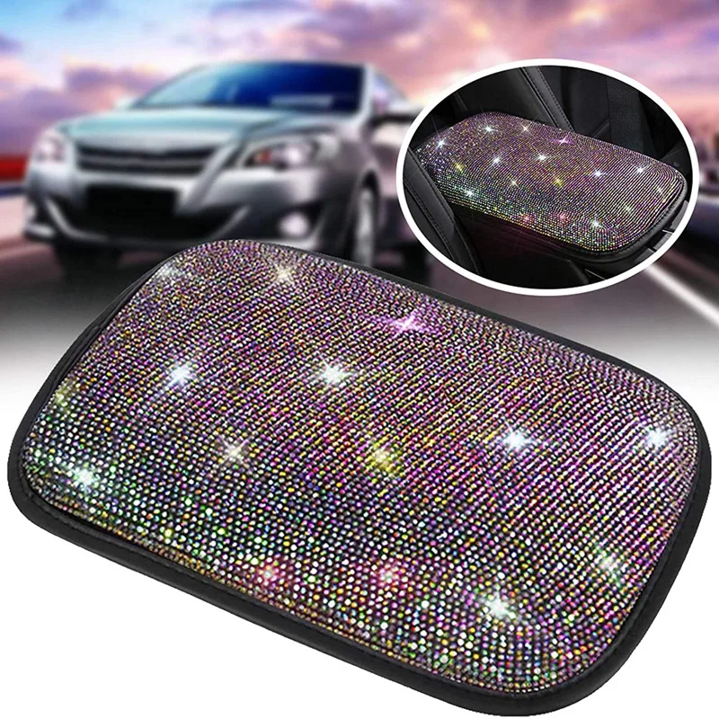 

Блестящий чехол для центральной консоли автомобиля Блестящий Прозрачный чехол для рук прокладка защитный чехол со стразами для женщин