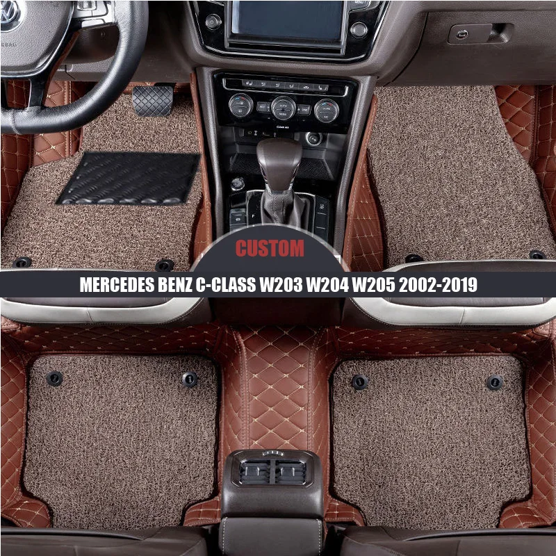 Кожаные автомобильные коврики на заказ для MERCEDES BENZ C-Class W203 W204 W205 2002-2015 2016 2017 2018 2019