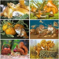 chenistory diy frame pictures by number squirrel kits painting by numbers animal handpainted art drawing on canvas home decor