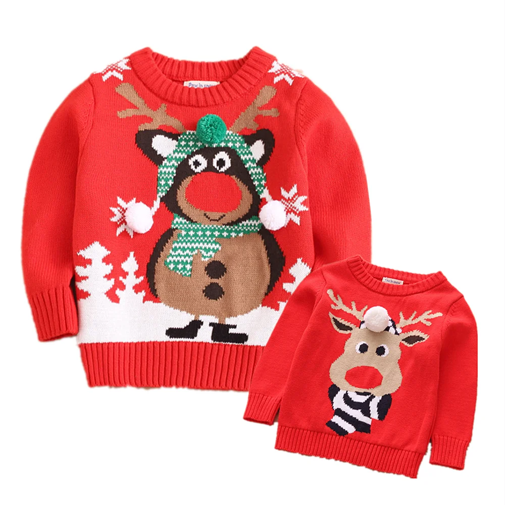 Свитер хлопковый вязаный с вышивкой в виде оленя на осень/зиму | Женская одежда