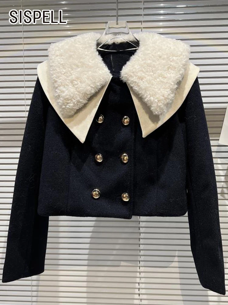 

SISPELL Korean Fashion Patchwork Colorblock Jacket For Women Round Neck Long Sleeve Coats Female 2021 Autumn Fashion Clothes New