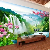 custom photo mural nature landscape waterfall mountain lake 3d wallpaper for bedroom living room tv sofa background wall decor