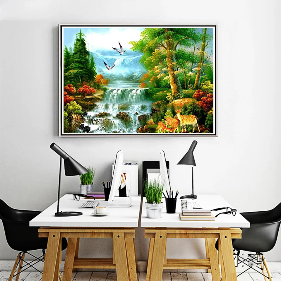 Алмазная живопись 5D сделай сам пейзаж стразы водопада картина для творчества