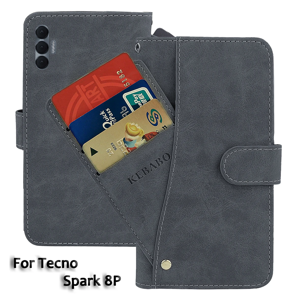

Кожаный чехол-кошелек Tecno Spark 8P, модный роскошный флип-чехол 6,6 дюйма с передней картой Spark 8P Tecno, магнитные чехлы для телефонов