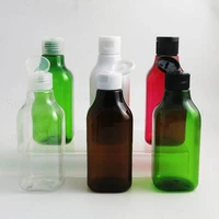 12pcs pet portable empty 200ml square plastic shoulder hang shampoo bottles cream containers with flip top lids