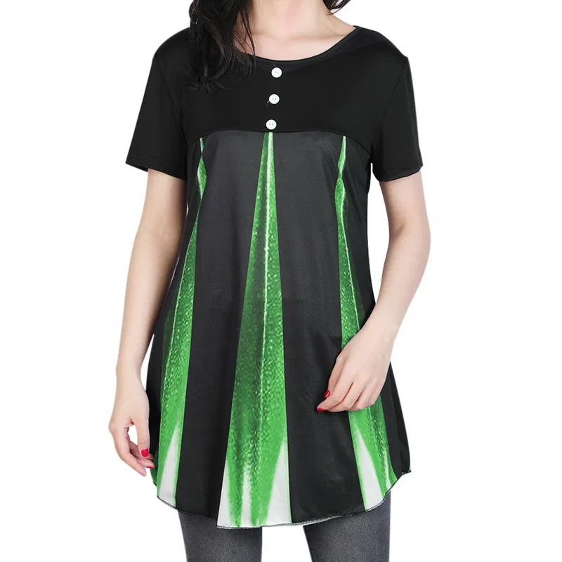 Женская блузка с коротким рукавом и круглым вырезом принтом | одежда