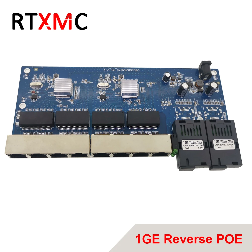 Обратное POE Питание 2G8 RJ45 гигабитный Ethernet коммутатор 2*1 25G волоконный порт SC разъем
