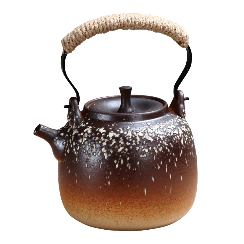 

Coarse Pottery Clay Hot Water Kettle Stove Top Household Decorated Brewing Vintage Teapot Small Chaleiras Home Utensils AH50WK