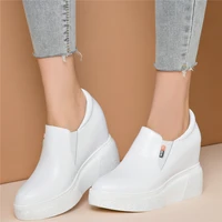 trainers women genuine leather wedges high heel ankle boots female round toe platform pumps shoes fashion sneakers casual shoes