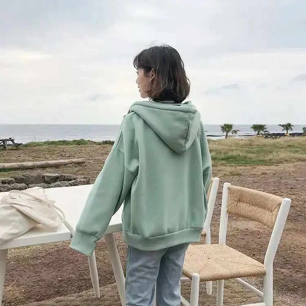 Женские толстовки с капюшоном Спортивная одежда на молнии хлопковые Толстовки