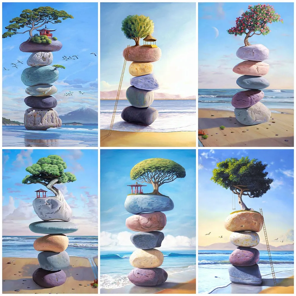 

EverShine Full Square Drill Diamond Painting Landscape Diamond Embroidery Seaside Mosaic Art Stone Cross Stitch Room Decor