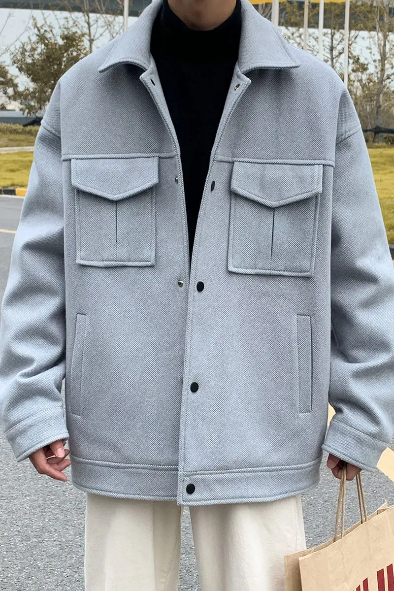 

2020 Autumn And Winter New Youth Fashion Loose Large Size Woolen Material Solid Color Jacket Fashion Casual Single-breasted Top