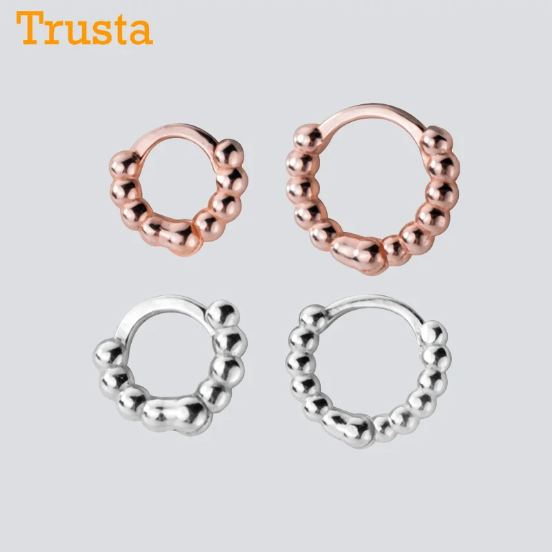 Trusta 925 пробы серебряные серьги-кольца серьги-манжеты для женщин модные маленькие бусины украшения серебряные оптом DS1494