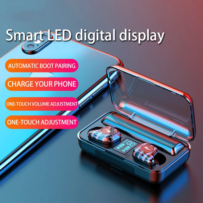 Ottwn TWS 5 0 Bluetooth наушники стерео беспроводные с микрофоном LED цифровой внешний