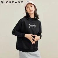 giordano women sweatshirts letter embroidery dropped shoulder sweatshirt long sleeves casual sweatshirts 05391788