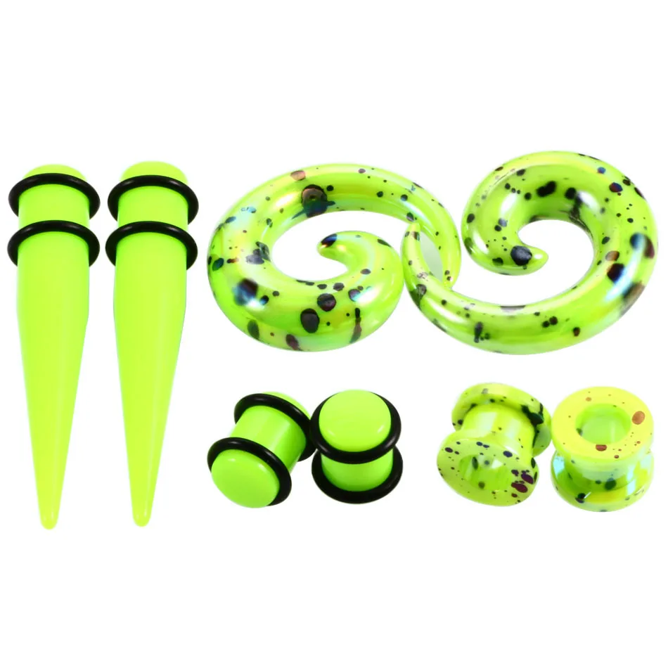 

Acrylic 4 Pairs Ear Gauge Taper and Plug Stretching Kits Mixed Color Ear Flesh Tunnel Expansion Body Piercing Jewelry
