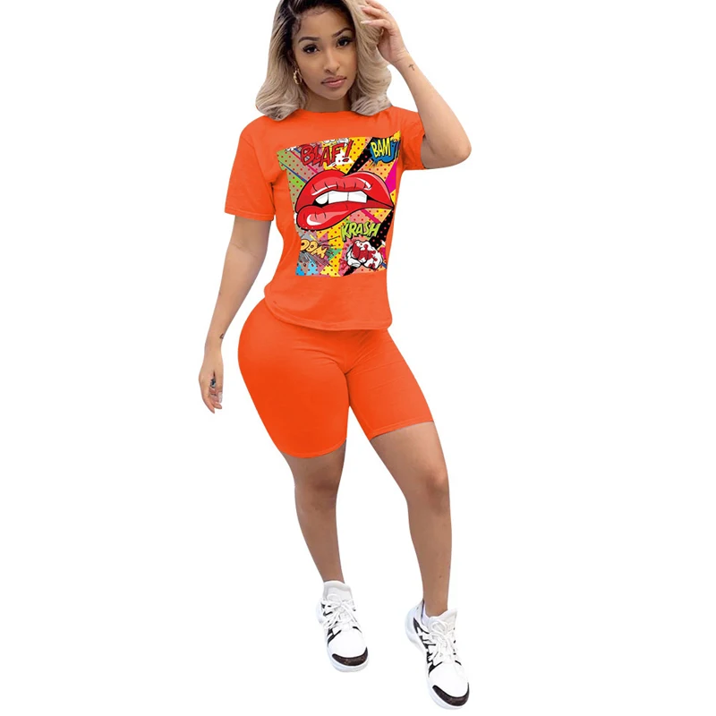 

2PCS/Set Women Sports Suit Top Short Pants Workout Clothes Tracksuit Fashion Summer Outfit Ladies Casual 2 Piece Set 2020