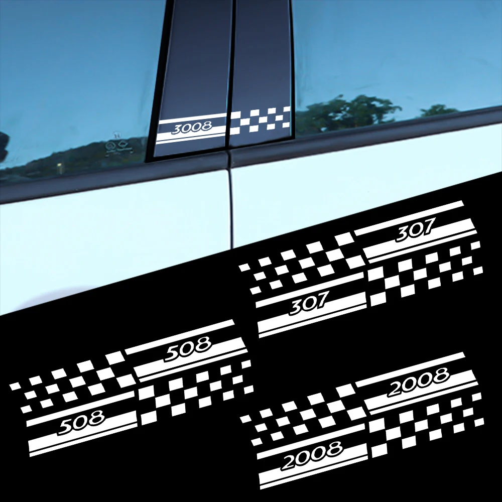 

2PCS Car B Column Side Window Stickers Decals For Peugeot 405 406 407 408 605 607 806 807 RCZ 206 208 306 308 508 108 2008 3008