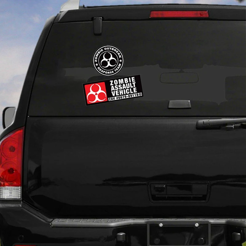 

10CM*10CM 2X ZOMBIE OUTBREAK RESPONSE Personality Package Car Sticker Windshield Bumper Motorcycle Helmet Reflective Decals