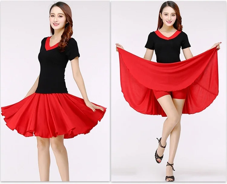 Юбка женская для латинских танцев модная квадратная Однотонная юбка ярких