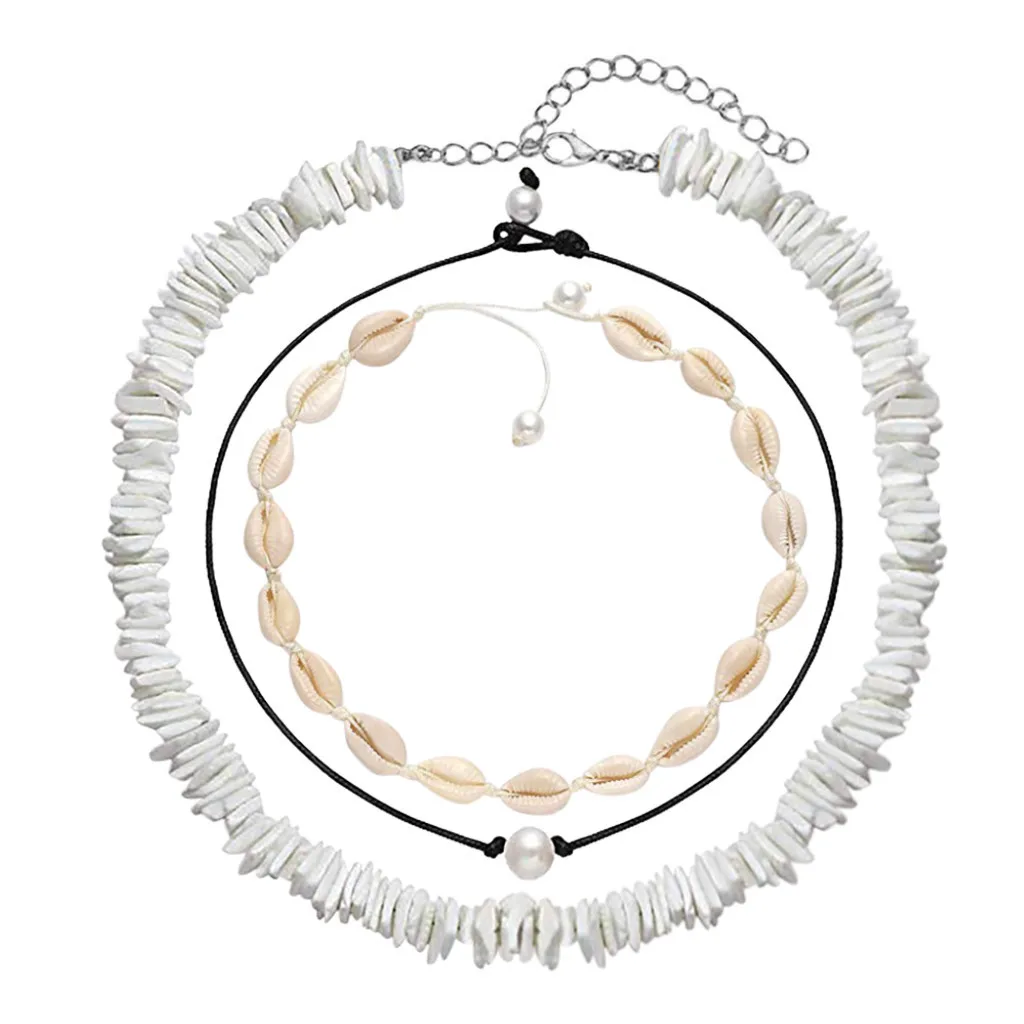 OTOKY ожерелье с раковинами для Для женщин Boho основа обруч кулоном и серьги чипы