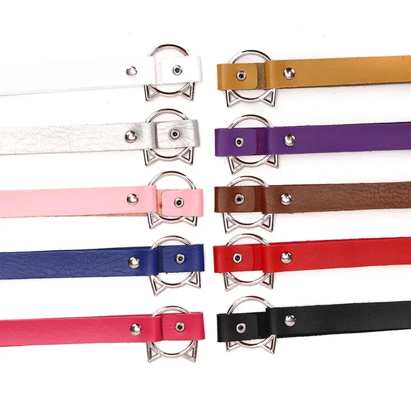 Чокер из искусственной кожи с кошачьими ушками Женский ожерелье-чокер в стиле