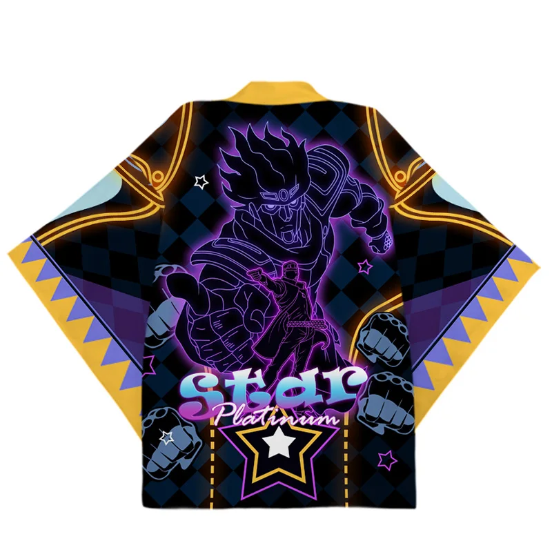 

JOJO's Bizarre Adventure Kujo Jotaro Chiffon Cosplay Costumes Yukata Kimono Cloak Haori Coat Sleepwear Unisex Halloween Carnival