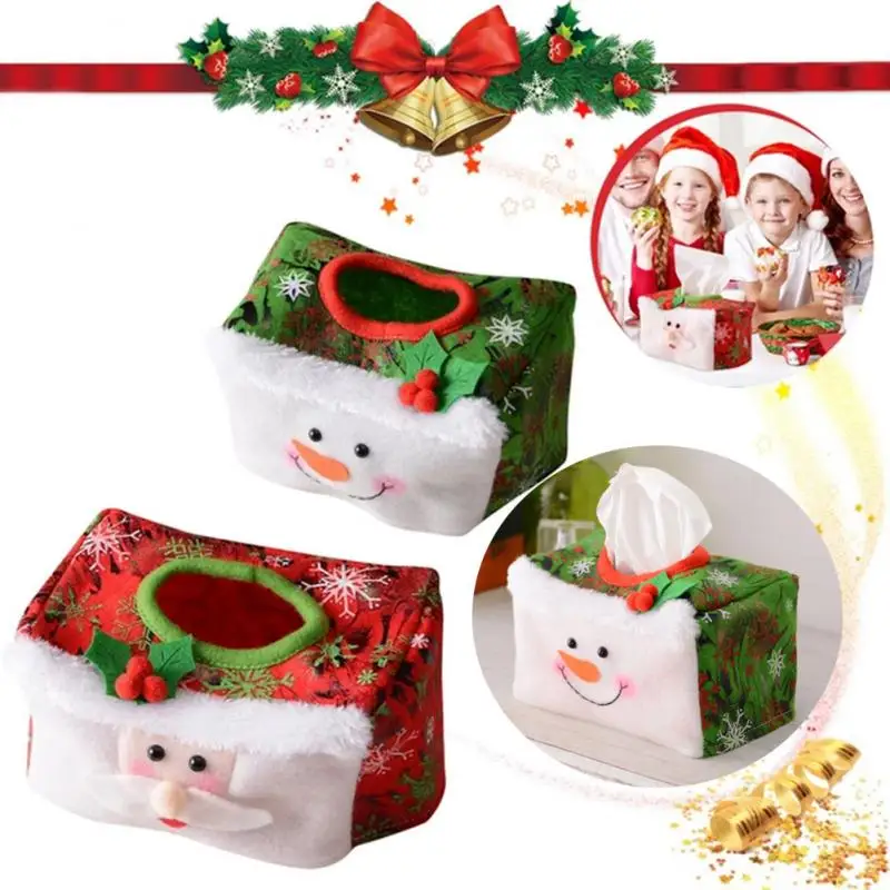 

Christmas Tissue Box Flannel Santa Claus Table Decorations Paper Holder Storage Box Cover Xmas Ornament Home Party Supplies