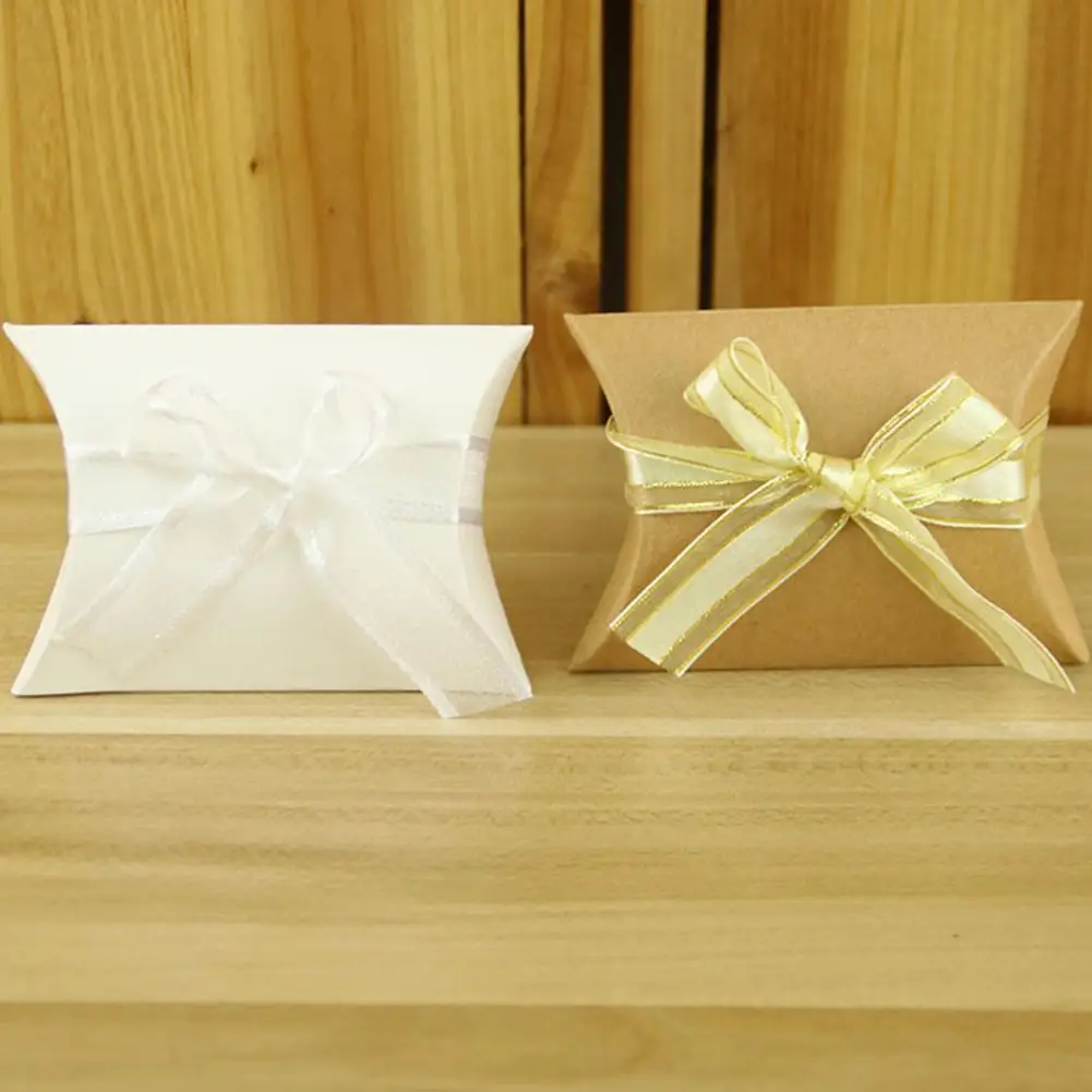 50Pcs Kraft Paper Pillow Shape Wedding Favor Gift Box Papercard Party Candy Bag Christmas Festival Supplies | Дом и сад
