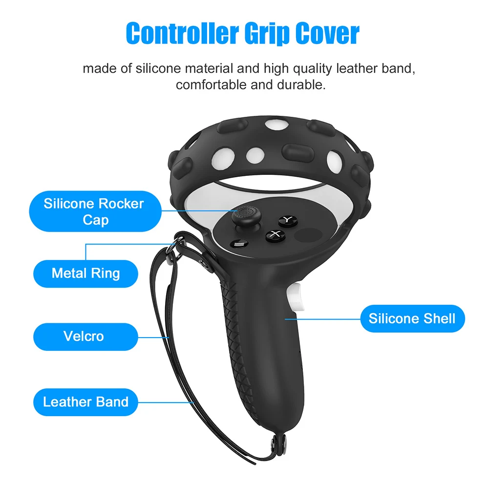 

VR Accessories Controller Silicone Grip Protective Cover For Oculus Quest 2 VR Touch Controller Case With Knuckle Strap Handle
