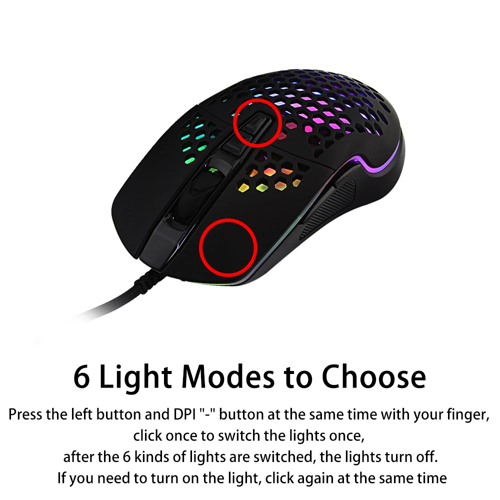 Проводная эргономичная мышь 6400DPI с подсветкой RGB игровая профессиональная