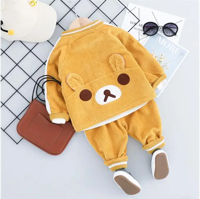 3 шт./компл. Детская футболка и штаны с мультяшным медведем|Комплекты одежды для