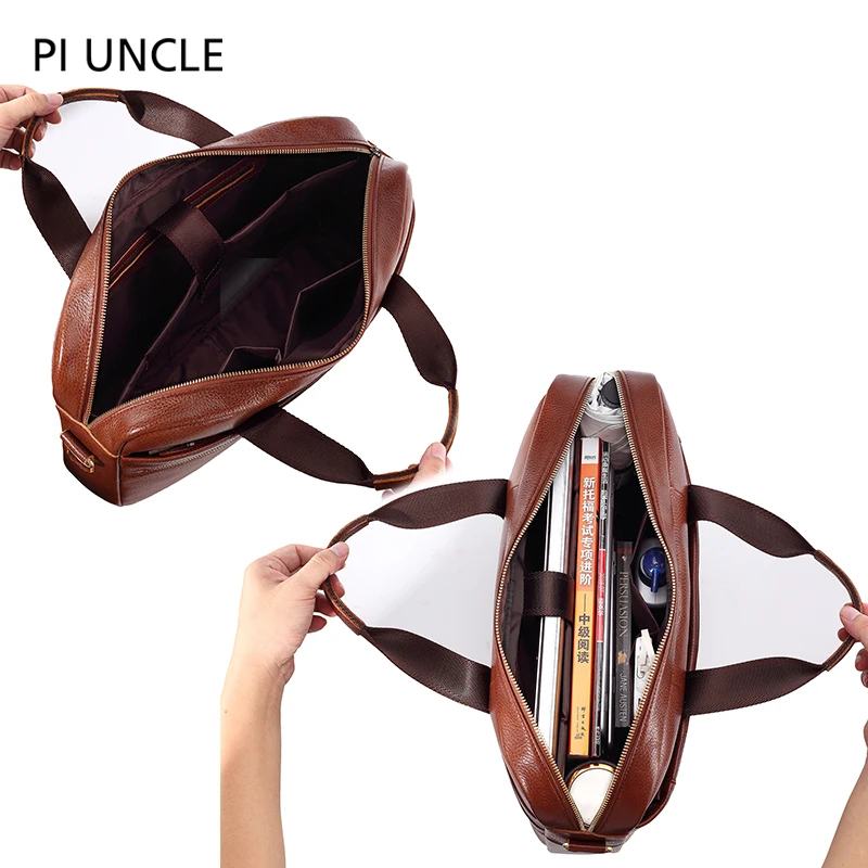 Genuine Leather Male Briefcase 14 inch Laptop Computer Bag For Man Luxury Messenger Shoulder Crossbody Vintage Brand | Багаж и сумки