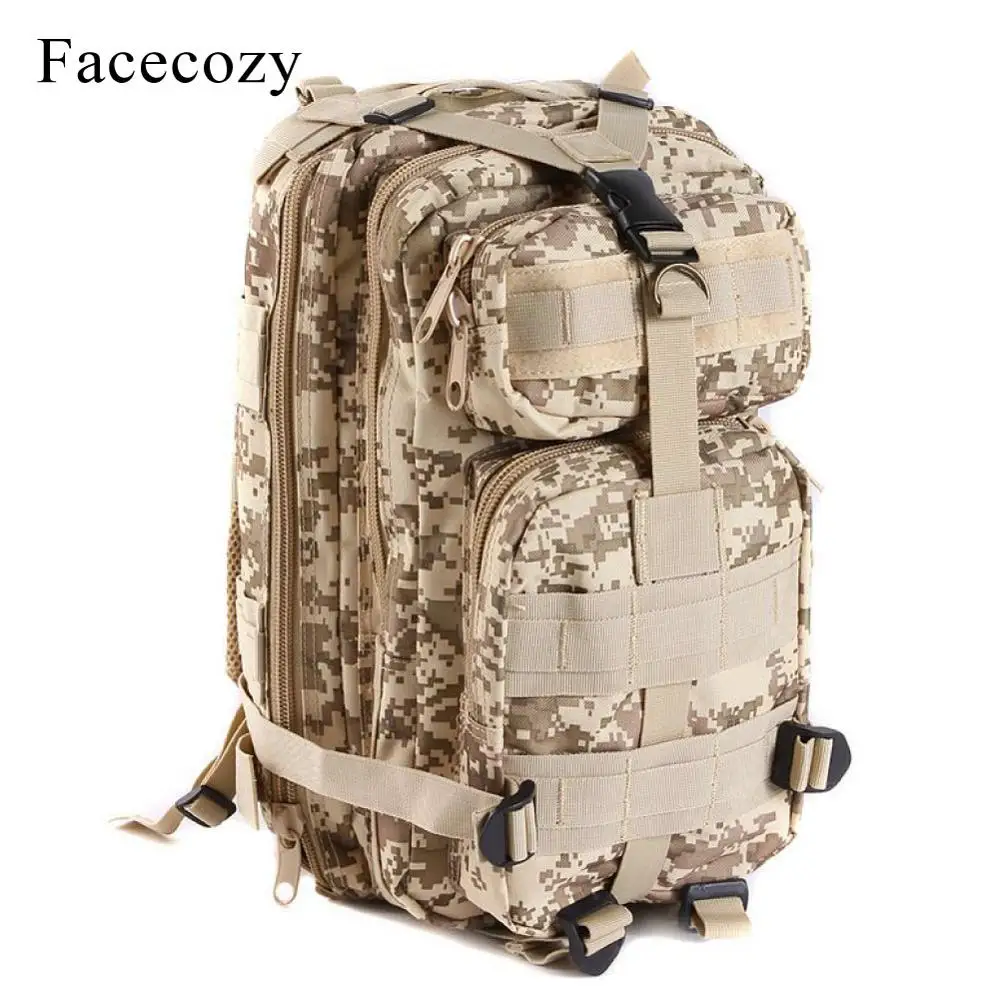 Facecozy Открытый походный военный тактический рюкзак камуфляж 600D нейлон треккинг Сумка для дорожного набора 25-30L маленький спортивный рюкзак - Цвет: Desert Digital