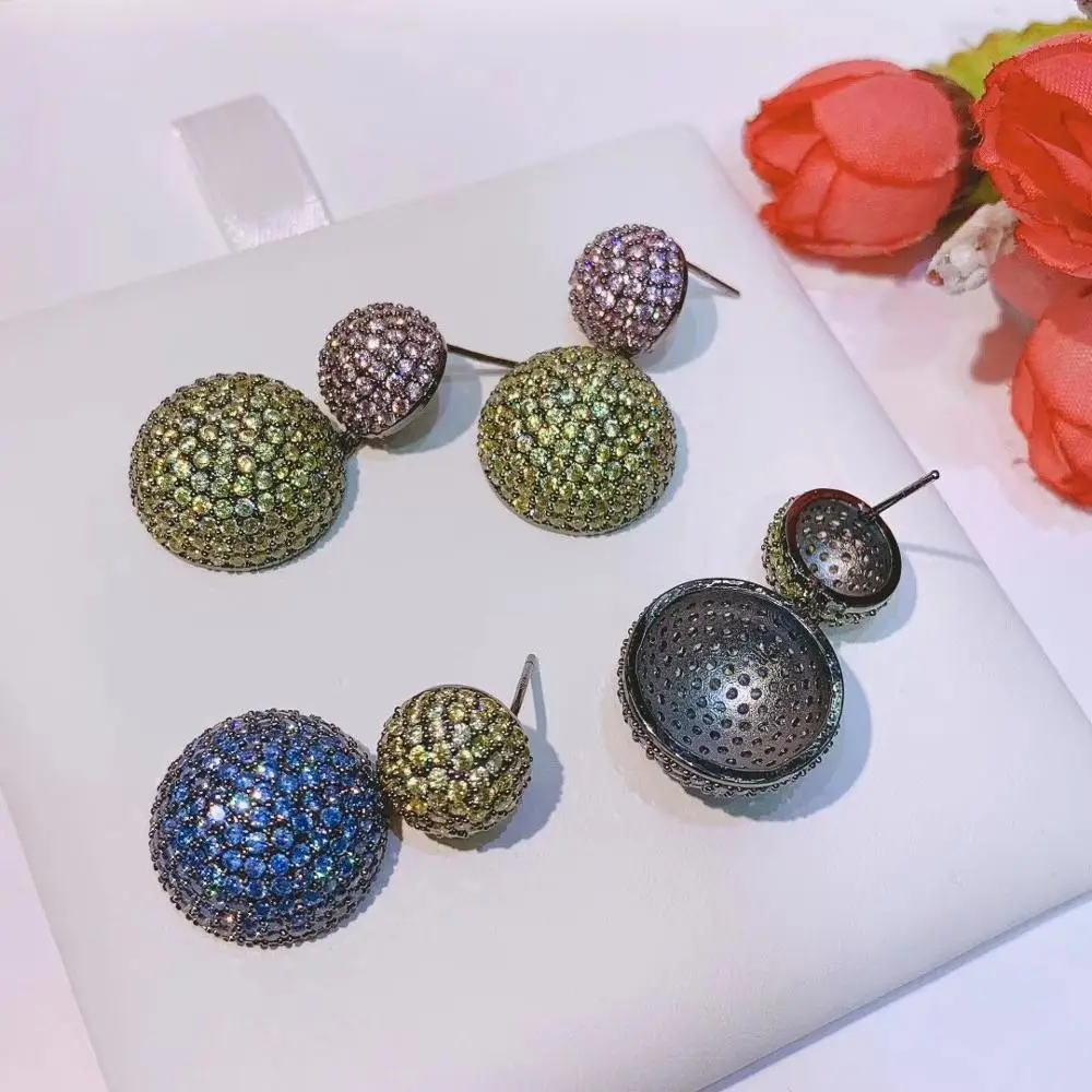 ACCKING Luxury CZ ball Full Micro inlay Cubic Zirconia Women Bridal Wedding Engagement Earring wholesale