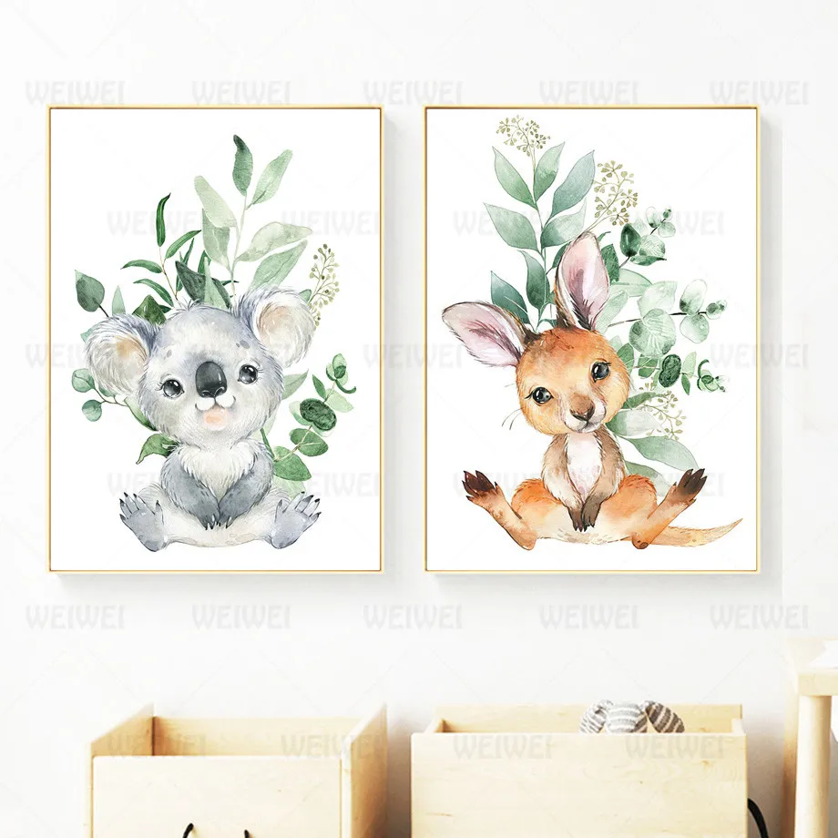 Декоративная картина для детской комнаты мультяшный кенгуру украшение гостиной