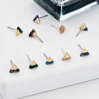 jaeeyin 2021 trendy super mini natural stone cute jewelry sweet gift geometric triangle round stud earrings christmas decorate