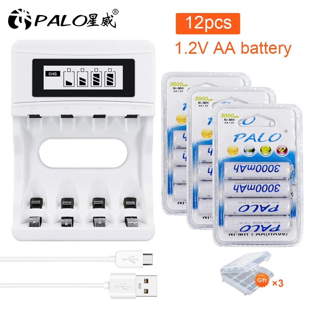 

Palo 100% Original 1.2V AA Rechargeable Batteries 3000mAh Ni-MH AA Rechargeble Battery for Camera Mp3 Anti-dropping Toy Car