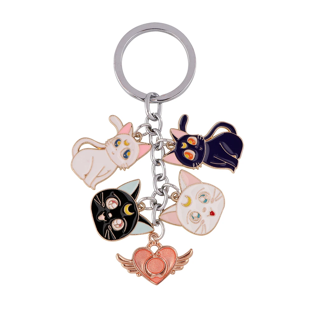 

K3240 Anime Cat Keychain Cute Key Chain Metal Pendant Key Ring Car Bag Accessories Cosplay Jewelry Women Girls Kawaii Gift